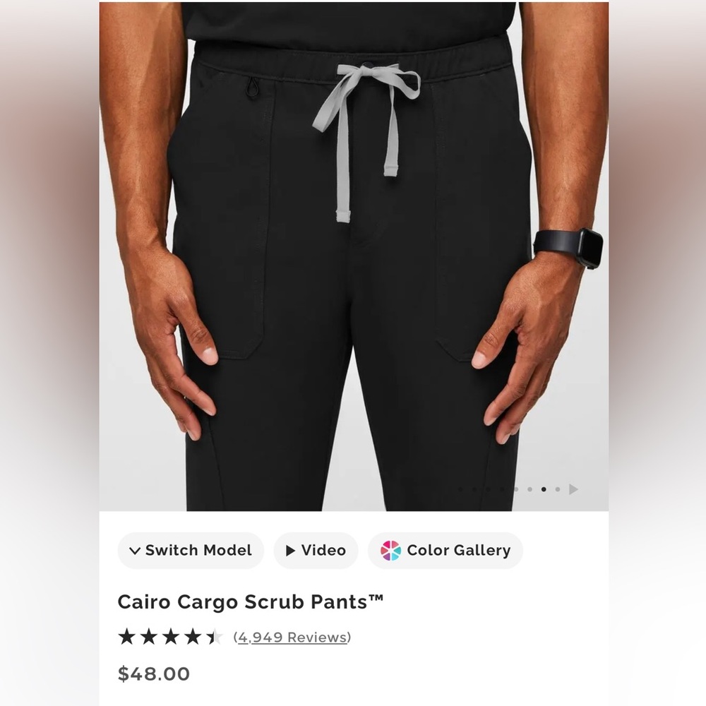 NWT FIGS Cairo Cargo Scrub Pants - Black Size L regular